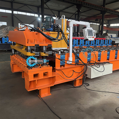 القطع الهيدروليكي 5.5kw الطاقة لون الفولاذ الملف الشخصي روسيا آلة تشكيل لفة البلاط