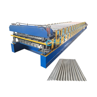 أداة تشكيل الفولاذ الفولاذية Delta PLC Control Double Layer Roll Forming Machine لسمك المواد 0.25-0.6mm