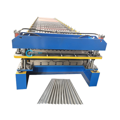 أداة تشكيل الفولاذ الفولاذية Delta PLC Control Double Layer Roll Forming Machine لسمك المواد 0.25-0.6mm
