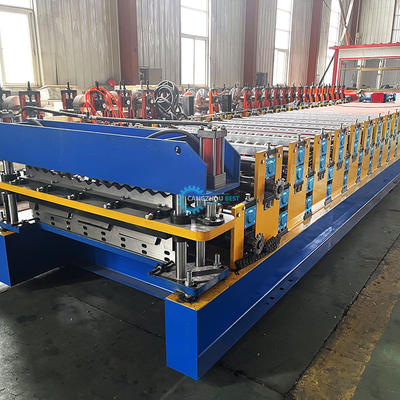 أداة تشكيل الفولاذ الفولاذية Delta PLC Control Double Layer Roll Forming Machine لسمك المواد 0.25-0.6mm